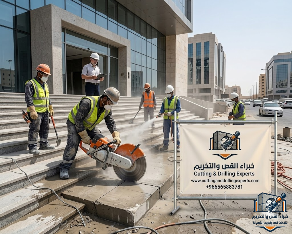 قص درج خرساني مكة المكرمة باستخدام أحدث تقنيات القص الماسي لفتح السلالم الخرسانية بدقة عالية بدون أضرار إنشائية